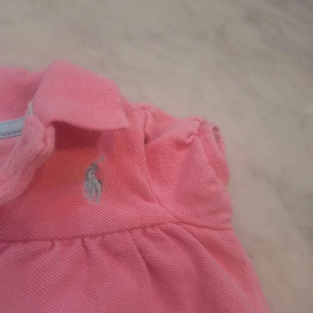 Ralph Lauren Polo Romper Baby‎ Girl Sz 9M Pink Ruffle Piqué One Piece Bubble